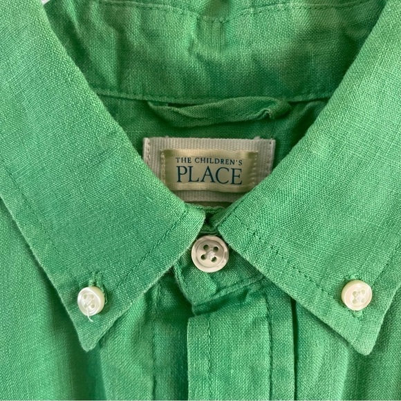 Children’s Place Kelly Green Buttondown Linen size large 10-12 - Picture 3 of 5